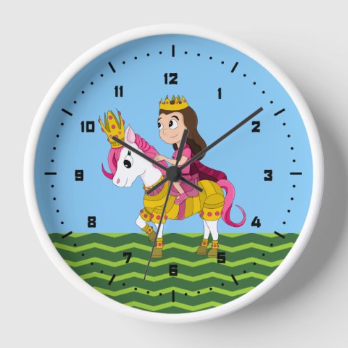 Princess and pony cartoon clock