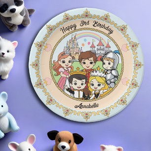 Princess and Prince Fairytale Castle Cute Birthday Paper Plates