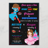 Princess and Superhero birthday invitation Joint