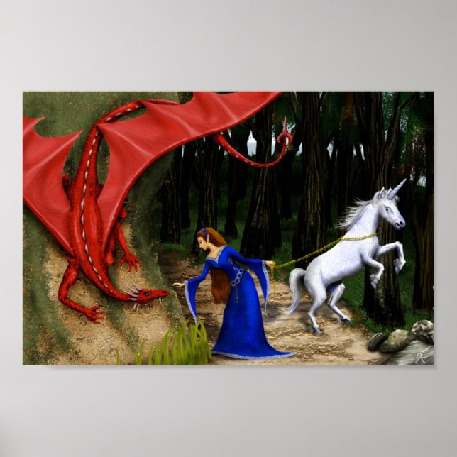Princess and the Dragon 12 x 8 Poster (Front)
