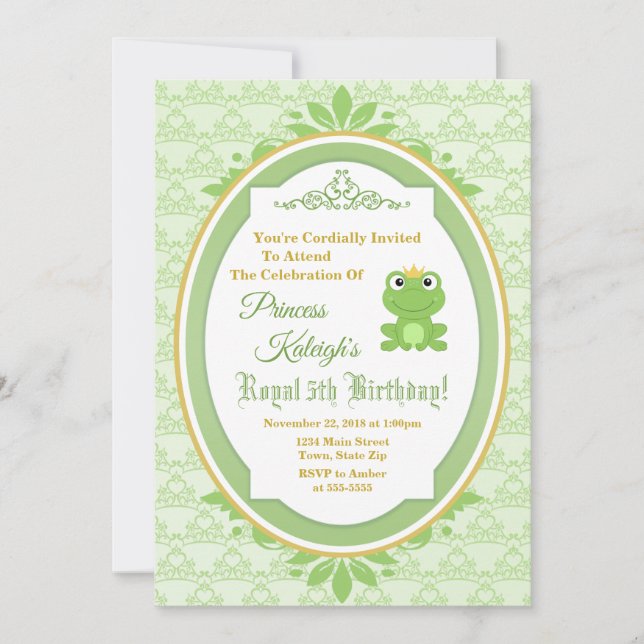 Princess And The Frog Birthday Invitation (Front)