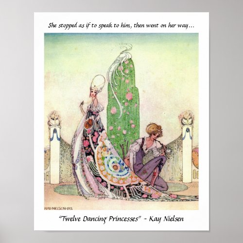 Princess and the garden boy fairytale illustration poster