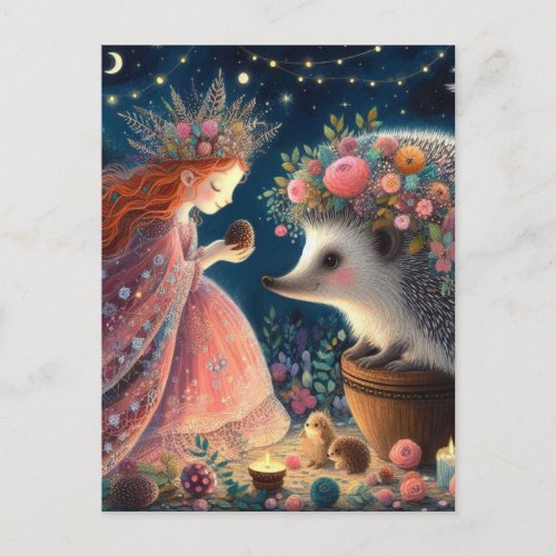 Princess and the Hedgehog Fantasy Postcard