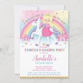 Princess and Unicorn Birthday Invitations Blond (Front)