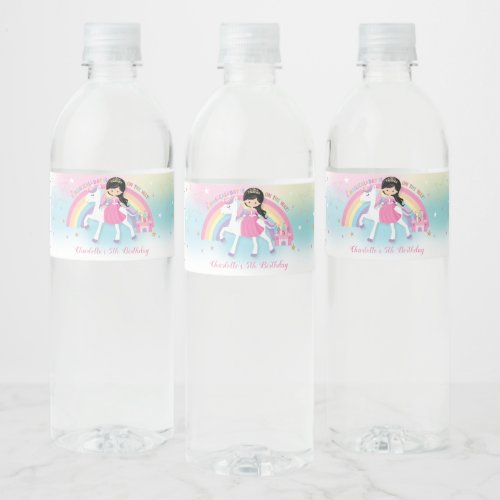 Princess and Unicorn Birthday Party Favor Water Bottle Label