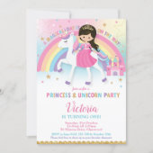 Princess and Unicorn Birthday Party Rainbow Castle Invitation (Front)
