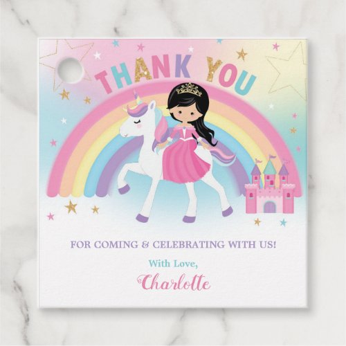 Princess and Unicorn Birthday Party Thank You Favor Tags