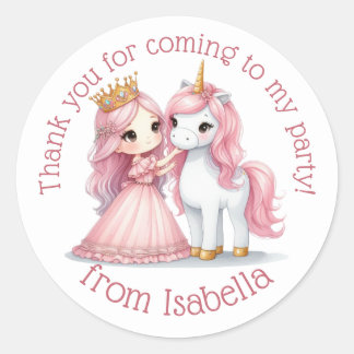 Princess and Unicorn Floral Watercolor Sticker