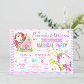 Princess and Unicorn Joint Birthday Invitation (Standing Front)