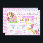 Princess and Unicorn Joint Birthday Invitation<br><div class="desc">All designs are © Happy Panda Print</div>