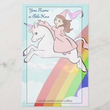 Princess And Unicorn Stationery by Customizables at Zazzle