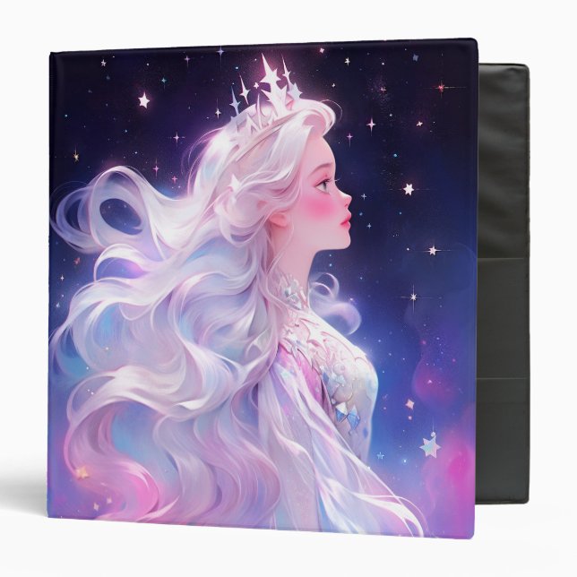 Princess Anime Girl Made Of Stars 3 Ring Binder (Front/Inside)