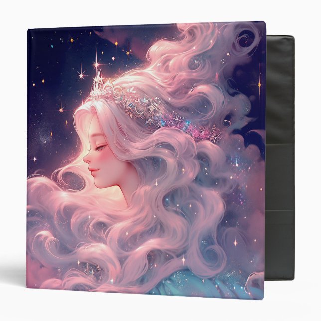 Princess Anime Girl Made Of Stars 3 Ring Binder (Front/Inside)