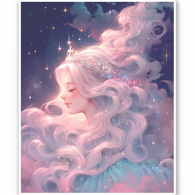 Princess Anime Girl Made Of Stars Sticker (Front)