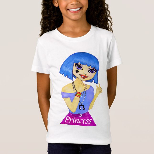 Princess Animee with blue hair illustration T-Shirt (Front)