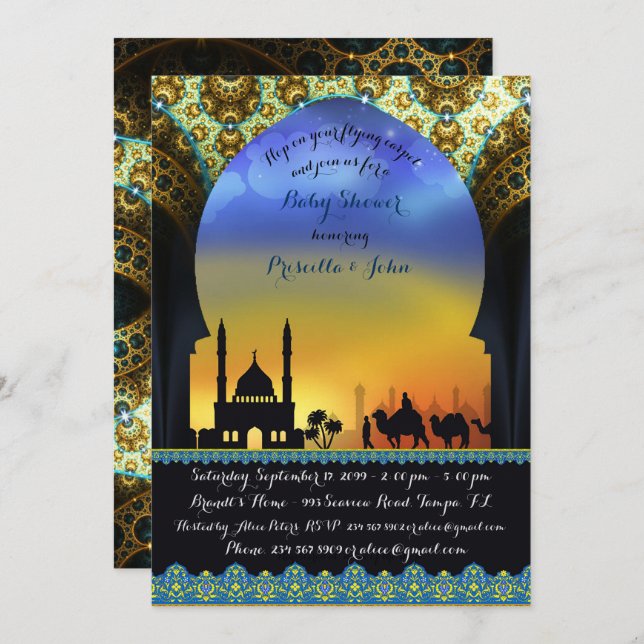 Princess Arabian Night Baby Shower Invitation (Front/Back)