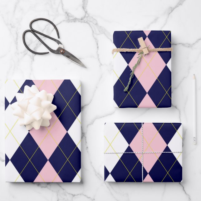 Princess Argyle Wrapping Paper Sheets (Front)