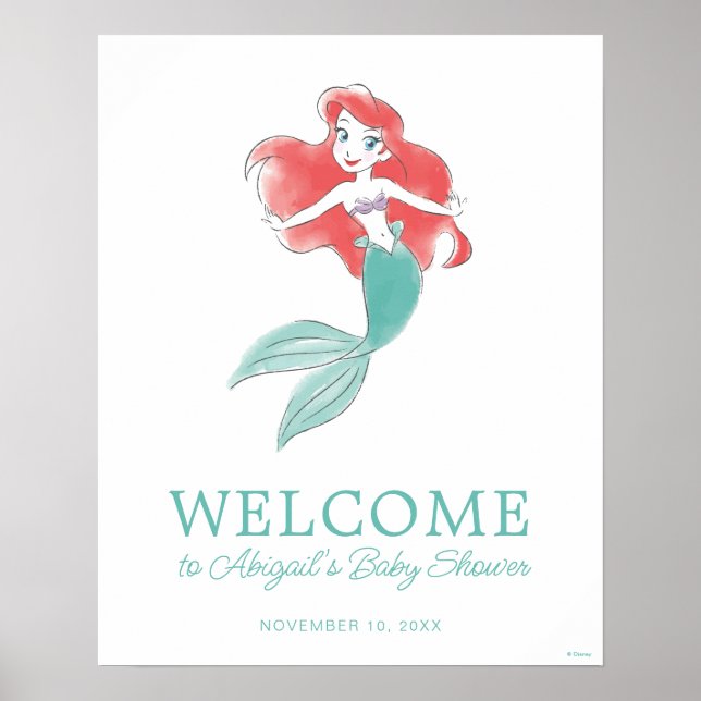 Princess Ariel Baby Shower Welcome Sign (Front)