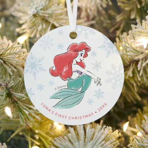 Princess Ariel  Babys First Christmas Metal Ornament