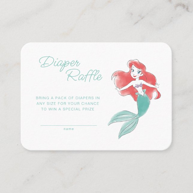 Princess Ariel  | Girl Baby Shower Diaper Raffle  Place Card (Front)