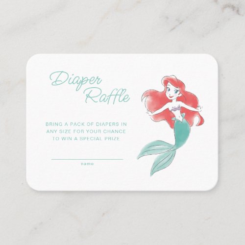 Princess Ariel   Girl Baby Shower Diaper Raffle  Place Card