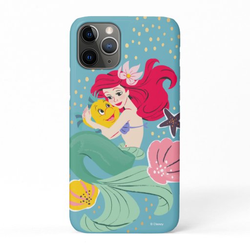 Princess Ariel Holding Flounder Illustration iPhone 11 Pro Case