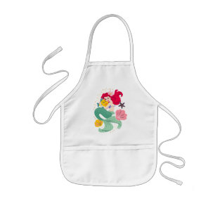 Princess Ariel Holding Flounder Illustration Kids' Apron