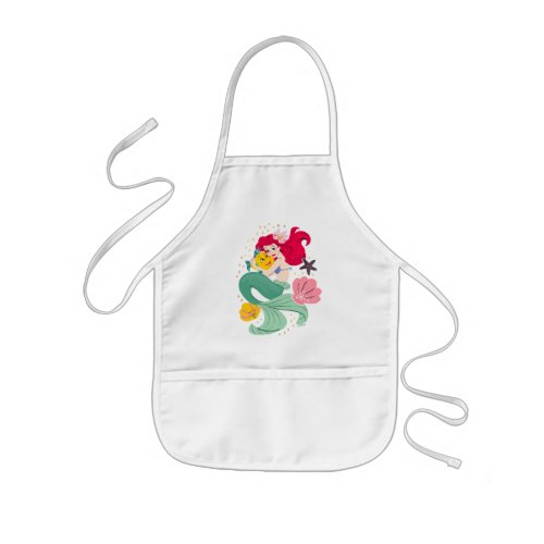 Princess Ariel Holding Flounder Illustration Kids Apron