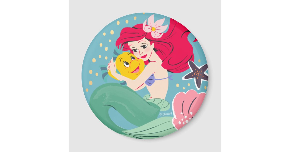 Princess Ariel Holding Flounder Illustration Magnet Zazzle 0428