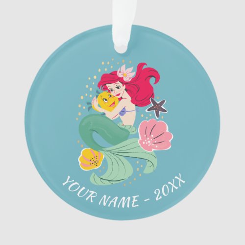 Princess Ariel Holding Flounder Illustration Ornament