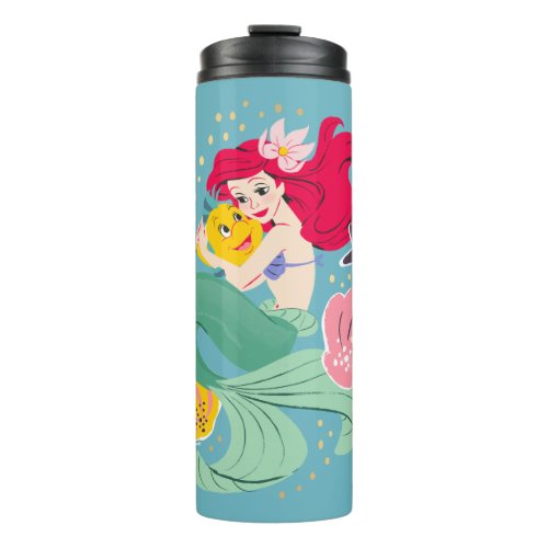 Princess Ariel Holding Flounder Illustration Thermal Tumbler