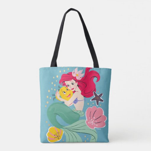 Princess Ariel Holding Flounder Illustration Tote Bag Zazzle 5322