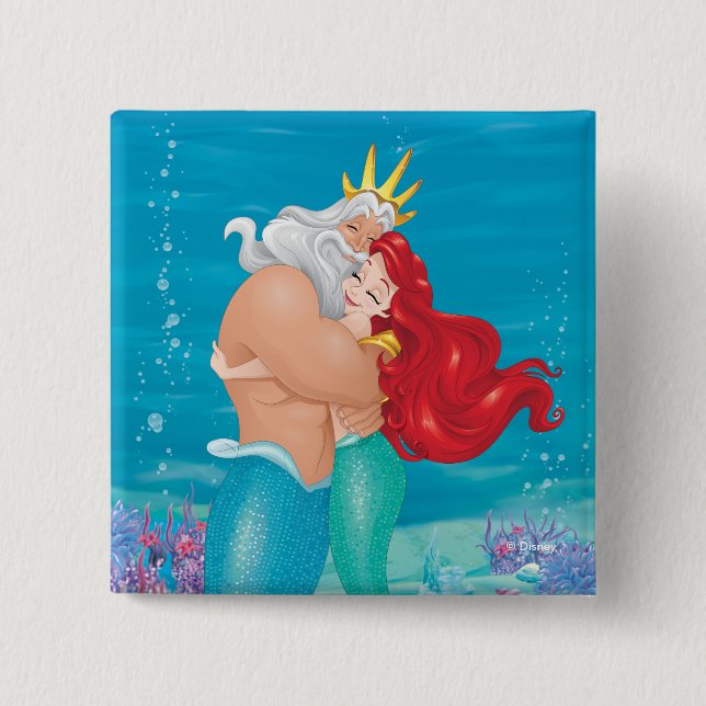Princess Ariel & King Triton Hug Button (Front)