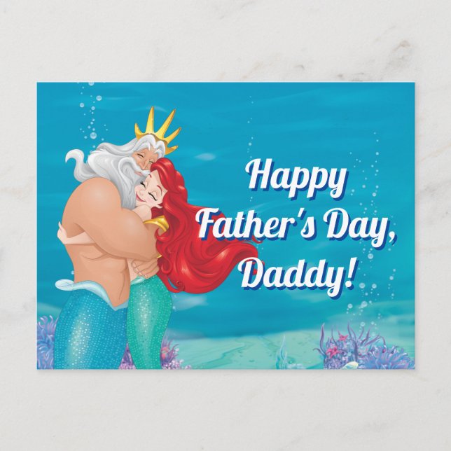 Princess Ariel & King Triton Hug Postcard (Front)