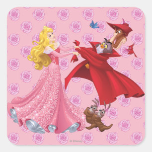 Princess Aurora and Forest Animals Square Sticker