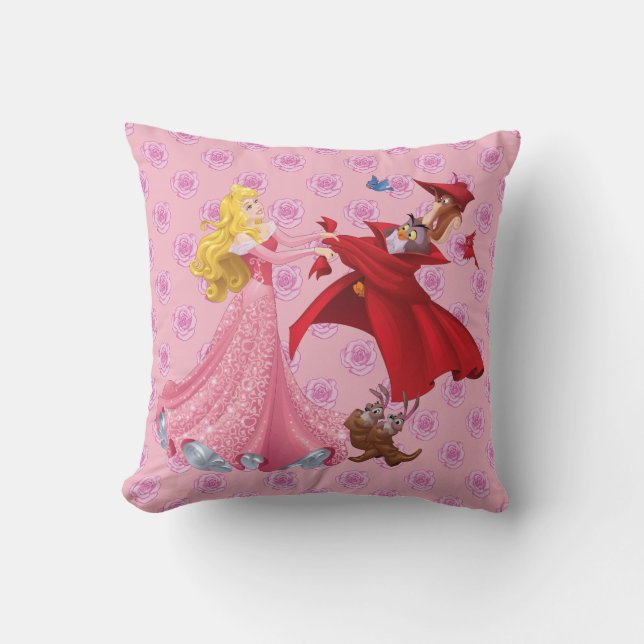 Princess Aurora and Forest Animals Throw Pillow (Front)