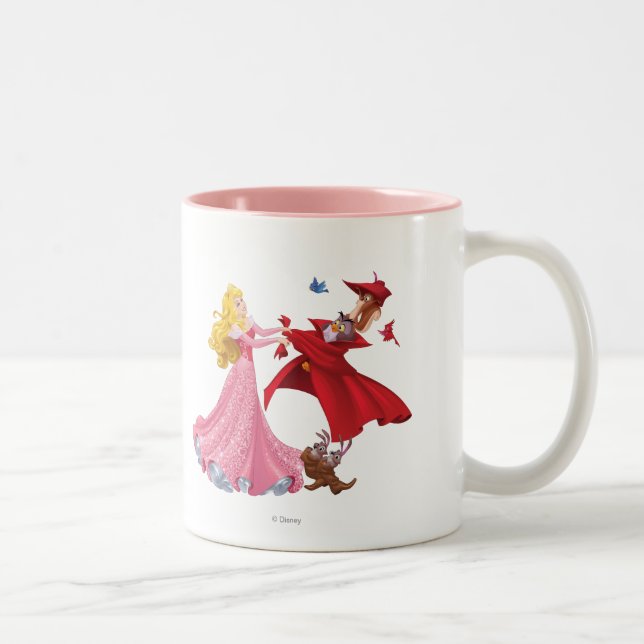 Princess Aurora and Forest Animals Two-Tone Coffee Mug (Right)