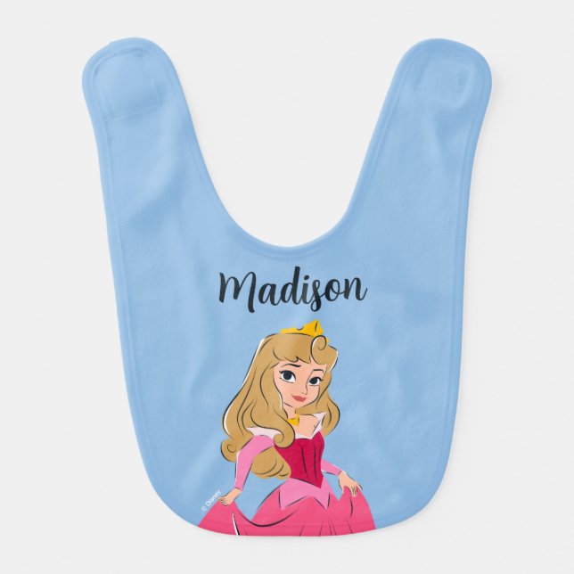 Princess Aurora Pretty in Pink Baby Bib (Front)