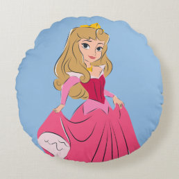 Princess Aurora Pretty in Pink Round Pillow