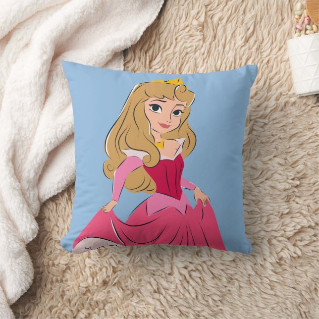 Princess Aurora Pretty in Pink Throw Pillow (Blanket)