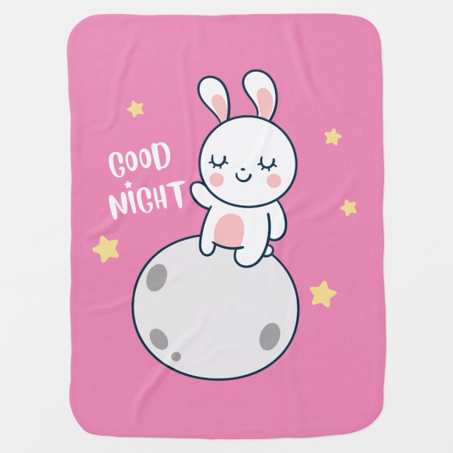 Princess Baby Bunny “Good Night” Blanket (Front)