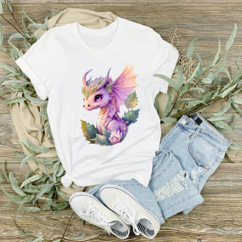 Princess Baby Dragon With Horns Graphic  T-shirt by PaintedDreamsDesigns at Zazzle