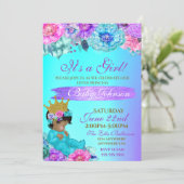 Princess Baby elegant Purple teal Gold baby shower Invitation (Standing Front)