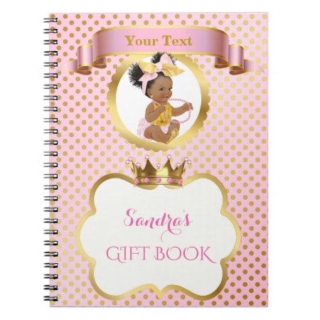 Princess Baby Girl Big Bow Pink Gold Gift Guest Notebook
