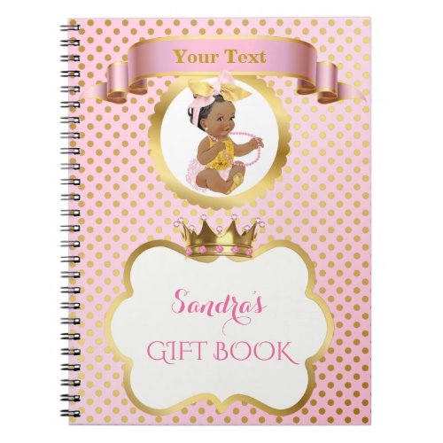 Princess Baby Girl Big Bow Pink Gold Gift Guest Notebook