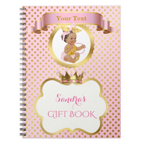 Princess Baby Girl Bow Pink Gold Gift Guest Notebook