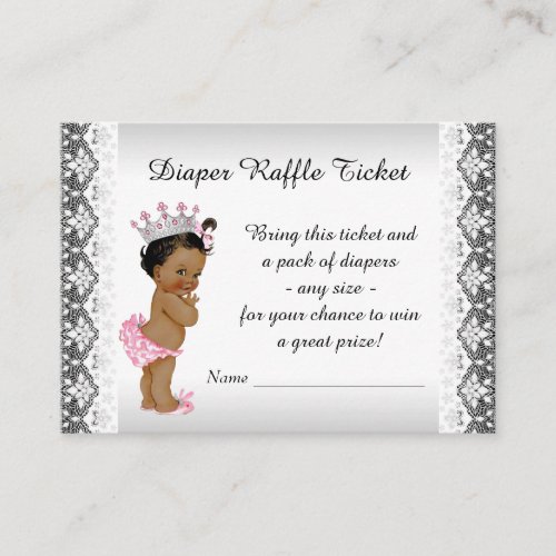 Princess Baby Girl Diaper Raffle Ticket Enclosure Card
