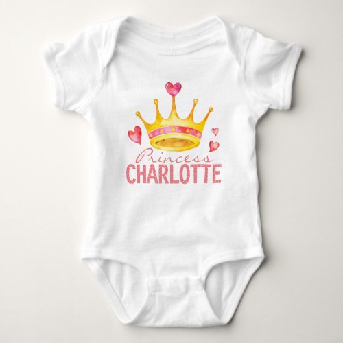 Princess Baby Girl Name  Custom Monogrammed Tiara Baby Bodysuit