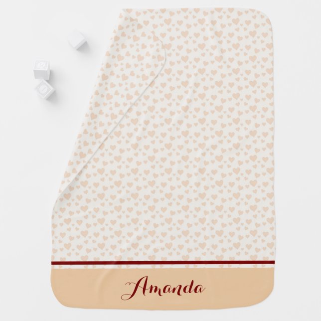 Princess Baby Girl Name Hearts Pattern Blanket (In Situ)