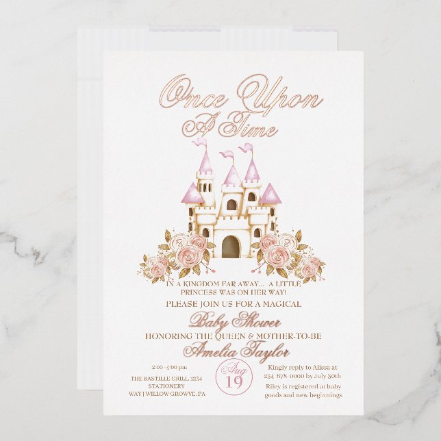  Princess Baby Girl Shower Foil Invitation (Envelope)